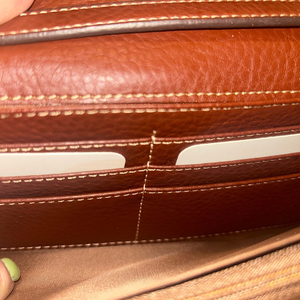 Etienne Aigner Multicolor Logo Canvas Wristlet with Brown Leather Trim - Picture 8 of 12